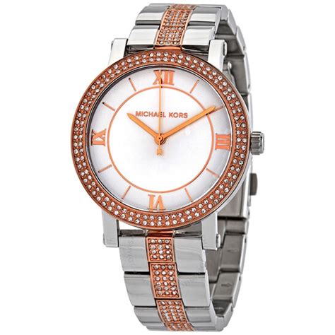 Michael Kors Norie Quartz Crystal Silver Dial Ladies Watch MK4406